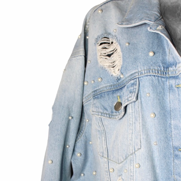 Free People Sunday Funday Pearl Denim Jacket - Picture 6 of 9